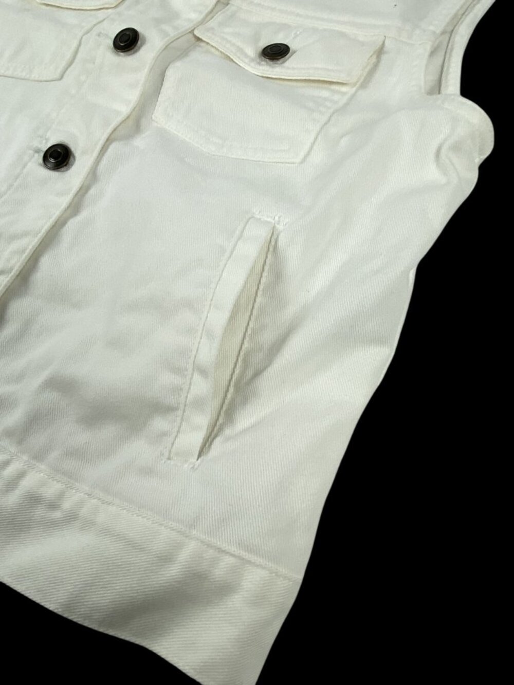 Talbots White Denim Sleeveless Vest Button Front Pockets Womens Petite - Picture 9 of 14